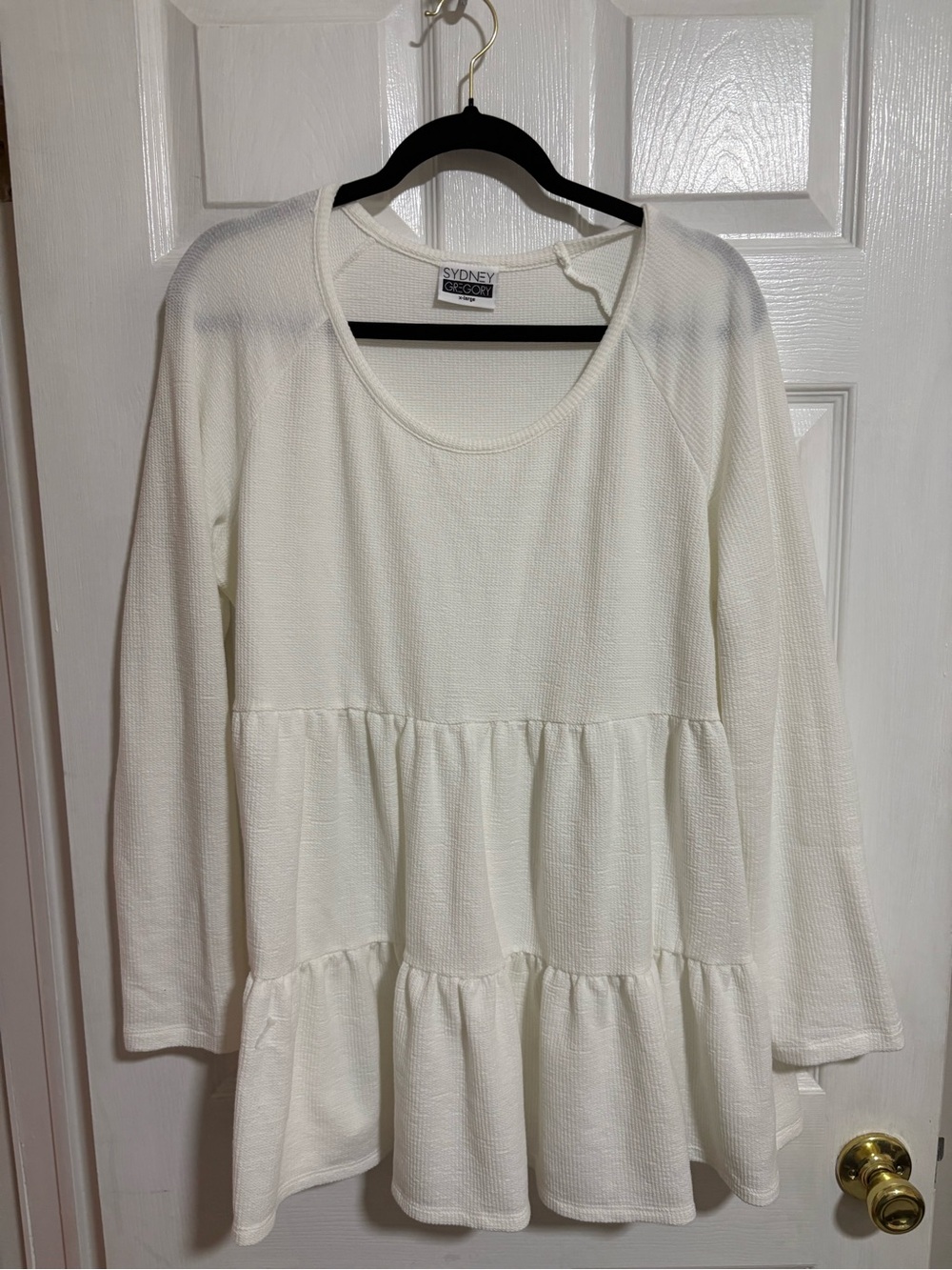 White Textured Ruffle Peplum Top